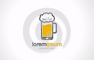 Mobile beer glass pub logo design. Bar cafe creati