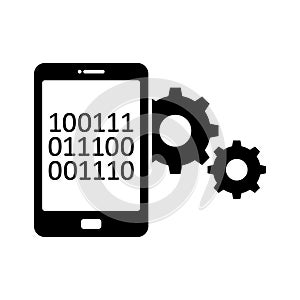 Mobile binary settings glyph vector icon which can easily modify or edit