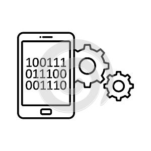 Mobile binary settings Line Vector icon which can easily modify or edit