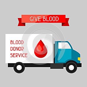 Mobile blood transfusion station vehicle. Medical and healthcare concept photo