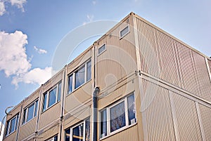 Mobile building in industrial site or office container photo