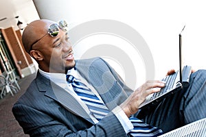 Mobile Business Man Working On