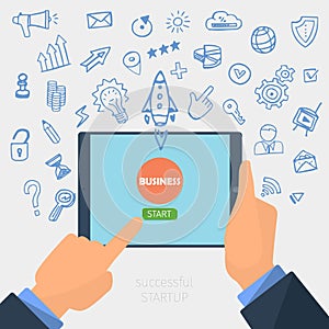 Mobile business start illustration