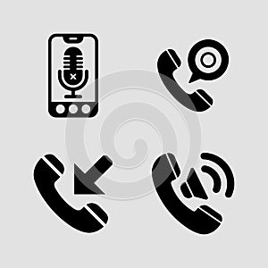 Mobile Calling and Live Interaction Icons solid icon set. phone interaction real time connection solid icons