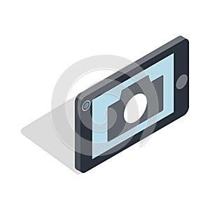 Mobile camera icon, isometric 3d style