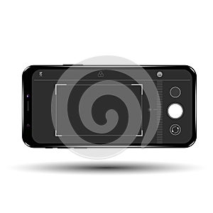 Mobile camera interface template background. Screen of smartphone with camera interface