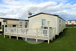 Mobile caravans or trailers in modern holiday park