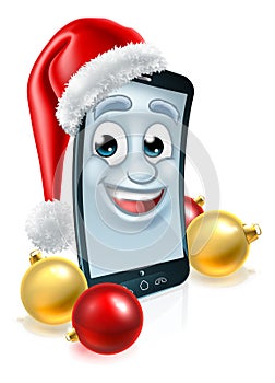 Mobile Cell Phone Christmas Mascot in Santa Hat