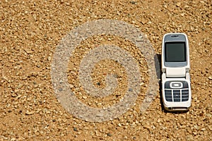 Mobile cell phone in desert