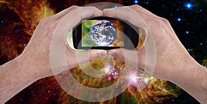 Mobile Cell Smart Phone, Earth, Space, Universe