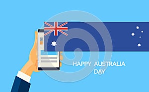 Mobile Cell Smart Phone Hands Australia Day