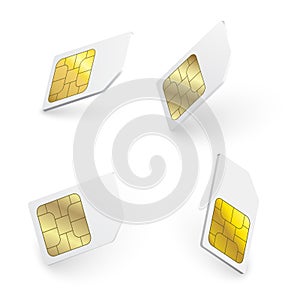 Mobile Cellular Phone Sim Card Chip Isolated on Background. Sim card object realistic icon. Sim card mobile phone icon
