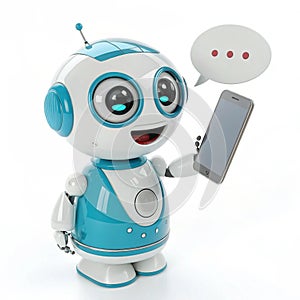 Mobile chat bot 3D illustration isolated on white
