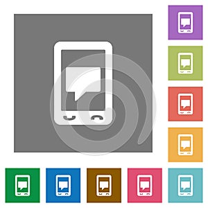Mobile chat square flat icons