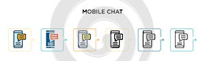 Mobile chat vector icon in 6 different modern styles. Black, two colored mobile chat icons designed in filled, outline, line and