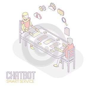 Mobile chatbot vector isometric illustration