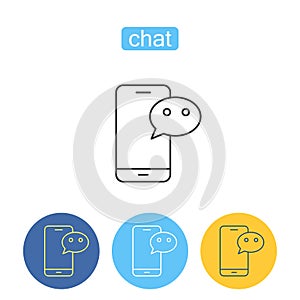 Mobile chatting outline icons set.