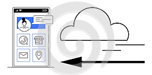 Mobile Cloud Computing Concept with Smartphone and Cloud Symbol for Data Sharing