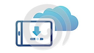 Mobile Cloud Download: Device Data Sync Icon, vector design Generative AI