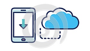 Mobile Cloud Download Icon Vector, Wireless Data Transfer, vector design Generative AI