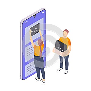 Mobile Coding Isometric Composition