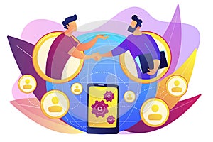 Mobile collaboration concept vector illustration.