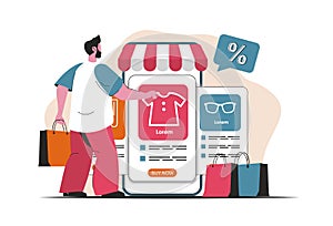 Mobile commerce concept isolated. Online shopping
