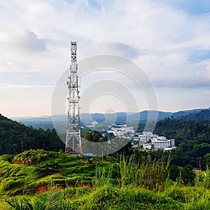 Mobile communication antena on hill photo
