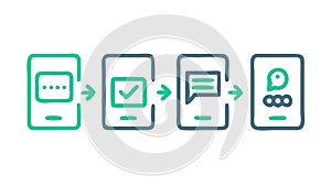 Mobile Communication Process Icon Set Green, vector design Generative AI