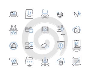 Mobile computing line icons collection. Smartph, Tablet, Laptop, Mobile, Wireless, Bluetooth, Internet vector and linear photo