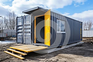 Mobile container office unit at construction site