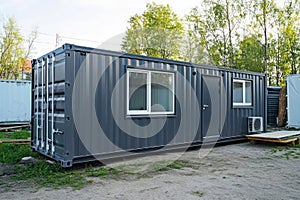 Mobile container office unit at construction site