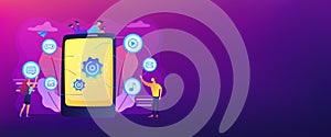 Mobile content concept banner header.