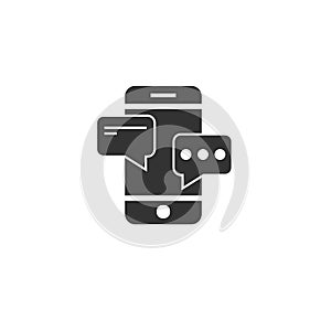 Mobile Conversation Chat icon black . sign design flat style. design. symbol. vector Illustrator. on white background