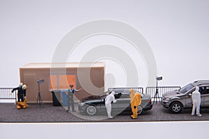 Mobile Coronavirus Car Test Station With Miniature People