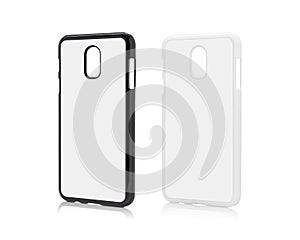 Mobile cover isolated on white background. Blank phone case for printing.  Clipping paths