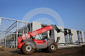 Mobile crane on building site