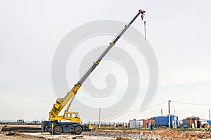 Mobile crane at construction site