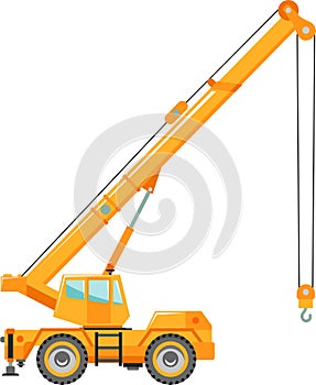 Mobile Crane Icon in Flat Style. Vector Illustration