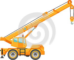 Mobile Crane Icon in Flat Style. Vector Illustration