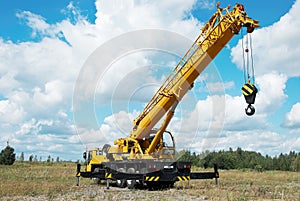 Mobile crane with risen boom