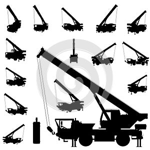 mobile crane silhouette set