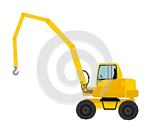 Mobile crane vector illustration isolated on white background. Construction site machine illustration