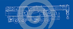 Mobile crane. Vector