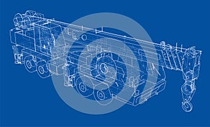 Mobile crane. Vector