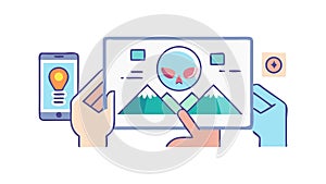 Mobile Data Network and Connectivity via Smartphone, vector design Generative AI