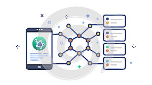 Mobile data network, symbolizing smartphone connectivity or IoT. vector design Generative AI