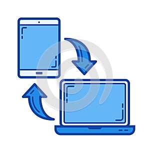 Mobile data synchronization line icon.