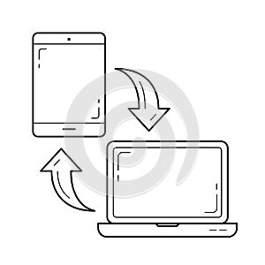 Mobile data synchronization line icon.
