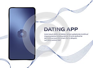 Mobile Dating App UI and UX Alternative Trendy Concept Vector Banner in Blue Color Theme on Frameless Smart Phone Screen